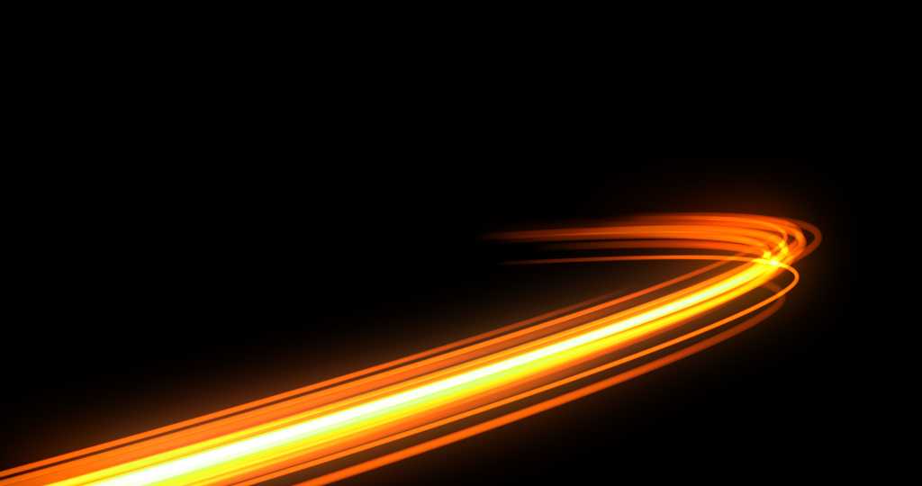 Light trail flash, neon yellow and orange golden glow path trace effect