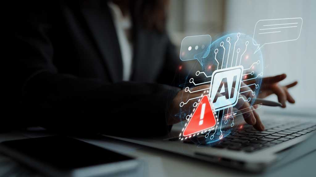 AI interface showing prompt error warning and system alert. AI prompt failure can lead to incorrect output or hallucination. Managing AI prompt error is crucial in safe AI deployment. Muxer