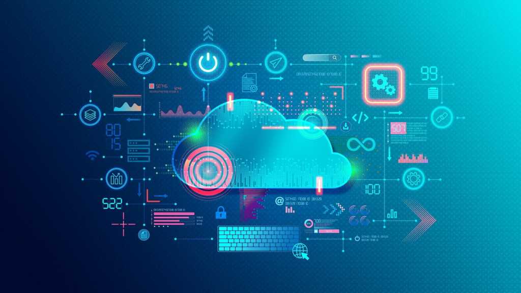 Cloud-native Apps und Technologien Ansatz für Softwareentwicklun Anwendungen digitale Cloud Konzeptgrafik