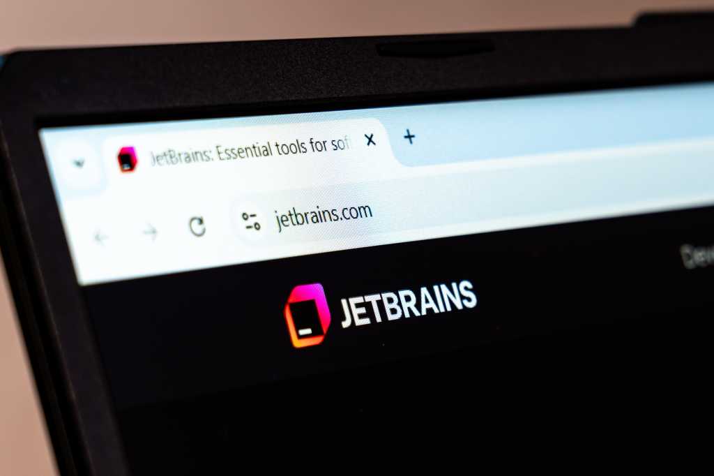 New York, USA - January 20, 2025: JetBrains website offering software development tools and solutions displayed on a screen